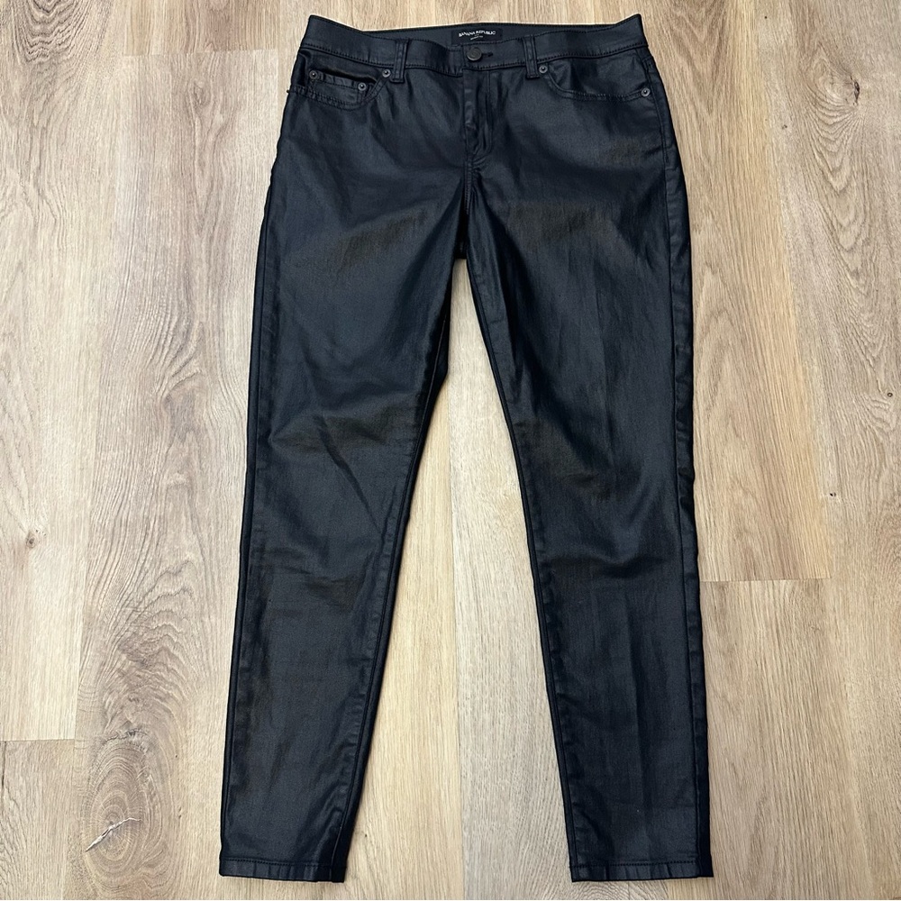Banana Republic Pleather Black Skinny Jeans size 6P